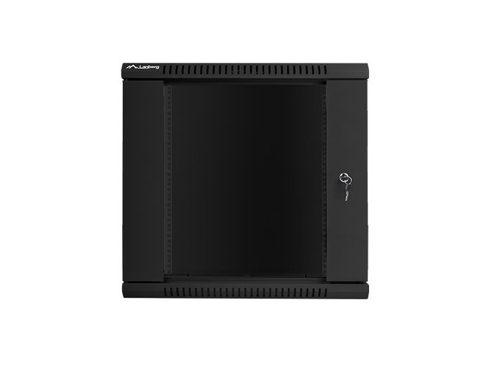 Szafa instalacyjna wisząca 19 cali 12U 600X600mm czarna (drzwi szklane)