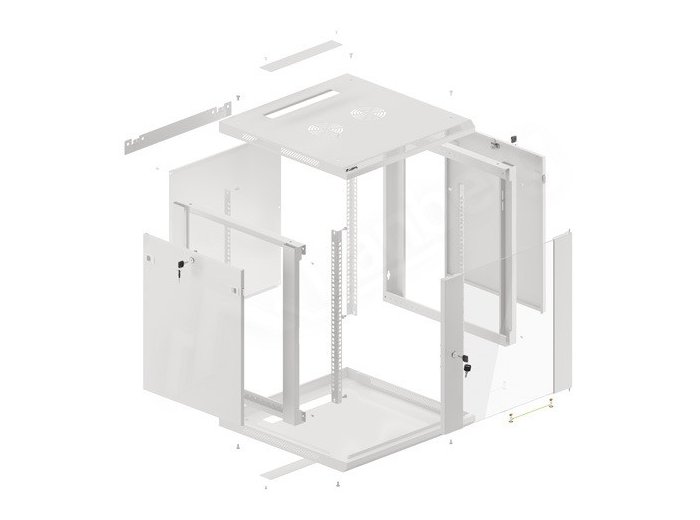 Szafa instalacyjna wisząca 19 cali 12U 600X600mm szara (drzwi szklane)