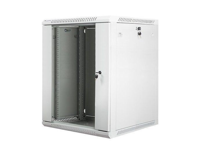 Szafa instalacyjna wisząca 19 cali 15U 600X600mm szara (drzwi szklane)