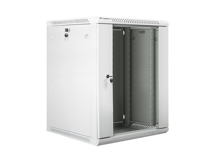 Szafa instalacyjna wisząca 19 cali 15U 600X600mm szara (drzwi szklane)