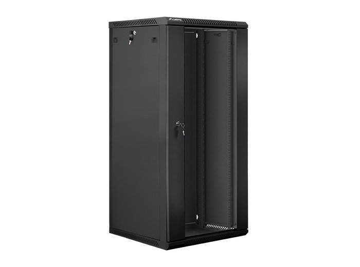 Szafa instalacyjna wisząca 19 cali 27U 600X600mm czarna (drzwi szklane)