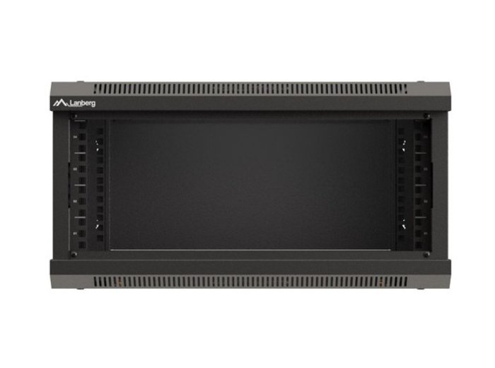 Szafa instalacyjna rack wisząca 19" 4U 540x350 czarna drzwi przeszklone ( flat pack)
