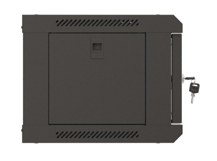 Szafa instalacyjna rack wisząca 19" 4U 540x350 czarna drzwi przeszklone ( flat pack)