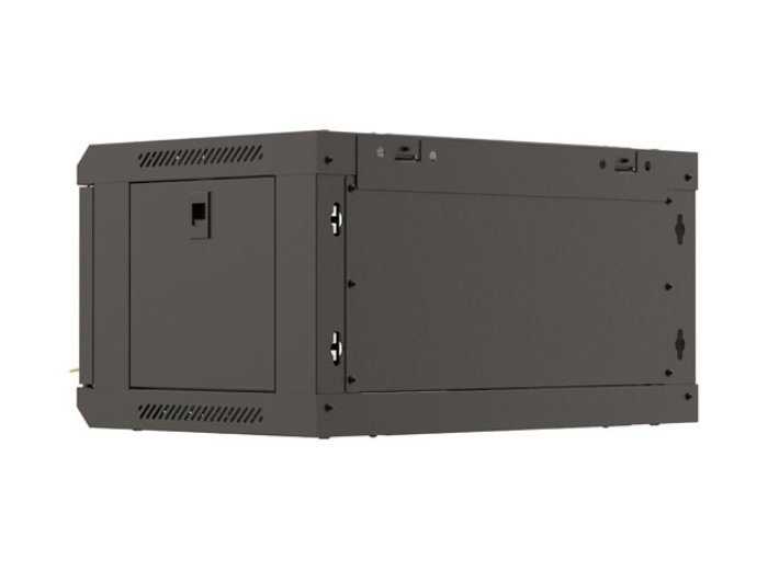 Szafa instalacyjna rack wisząca 19" 4U 540x350 czarna drzwi przeszklone ( flat pack)