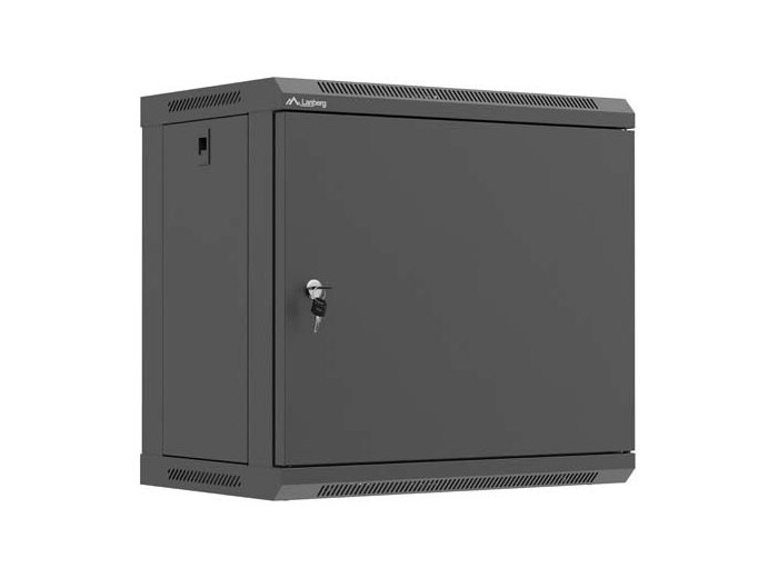 Szafa instalacyjna rack wisząca 19 cali 9U 540x350mm czarna drzwi pełen metal (flat pack)