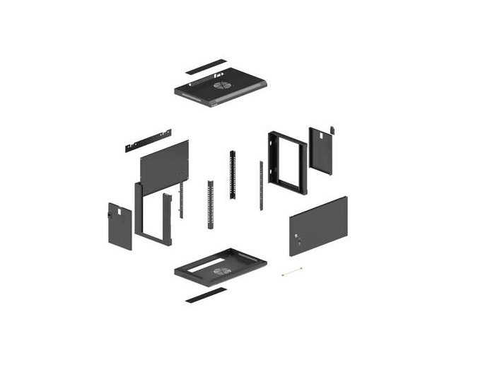 Szafa instalacyjna rack wisząca 19 cali 9U 540x350mm czarna drzwi pełen metal (flat pack)