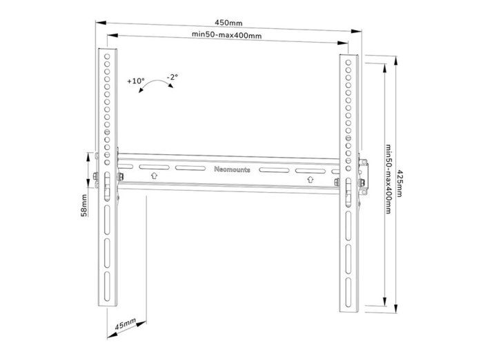 Neomounts WL35-350BL14 uchwyt / stojak do monitorów 165,1 cm (65") Ściana Czarny