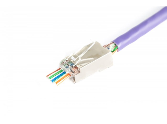 Wtyk RJ45 (8P8C) przelotowy, kat.6, ekranowany, AWG 26-24, opakowanie 100 szt.