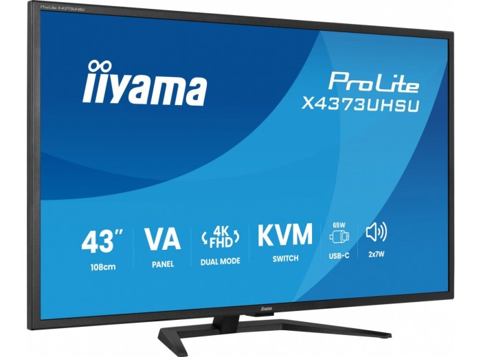 Monitor 43 cale X4373UHSU-B2 4K,VA,2xHDMI,DP,USBCdock (PD95W),       4000:1, USB HUB x4 (2x Type-A, 2x Type-C), KVM, 2 x 7W,450 cd/m2