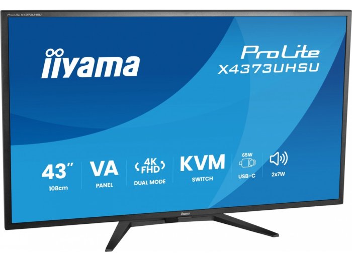 Monitor 43 cale X4373UHSU-B2 4K,VA,2xHDMI,DP,USBCdock (PD95W),       4000:1, USB HUB x4 (2x Type-A, 2x Type-C), KVM, 2 x 7W,450 cd/m2