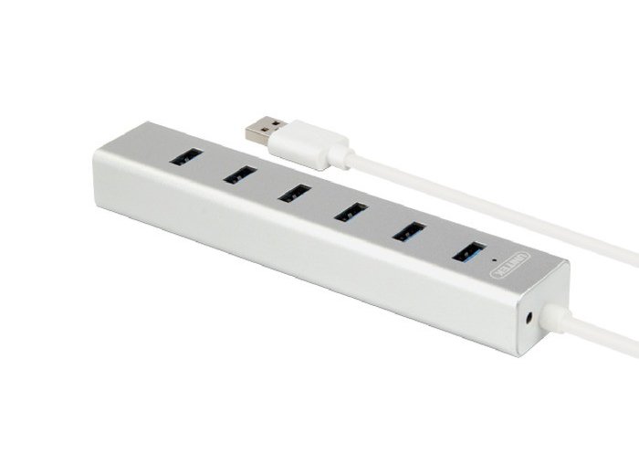 HUB 7 x USB3.0 Aluminium z zasilaczem; Y-3090