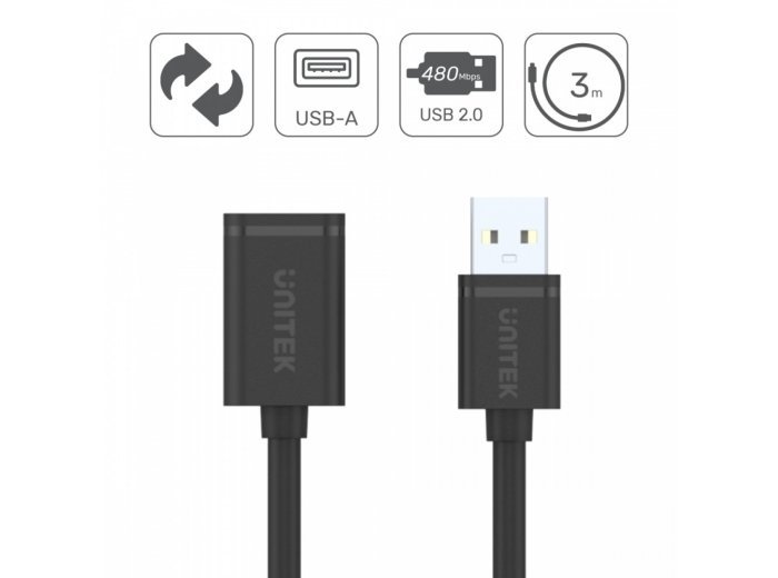 Przedłużacz USB 2.0 AM-AF, 0.5m; Y-C447GBK