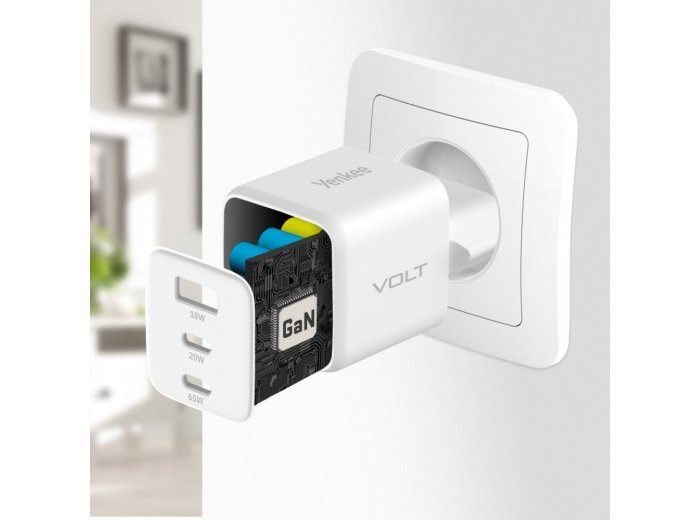 Ładowarka sieciowa 3xUSB 65W 3,24A Power Delivery 3.0 QC4.0