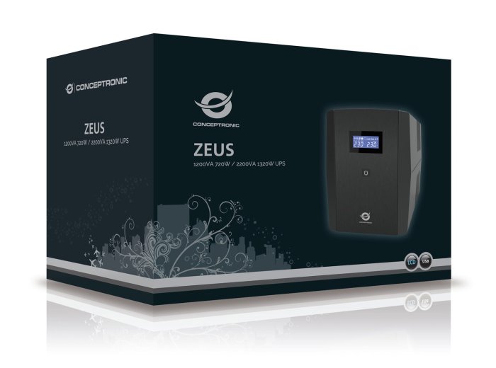 Zasilacz UPS CONCEPTRONIC ZEUS 2200VA 1320W 3xIEC+2xSchuko HID,USB