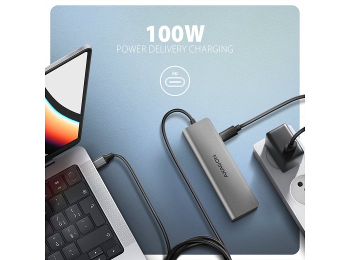 Axagon HMC-5H USB-C 3.2 Gen 1 hub 3x USB-A 4K HDMI PD 100W - Silber Przewodowa USB 3.2 Gen 1 (3.1 Gen 1) Type-C Srebrny