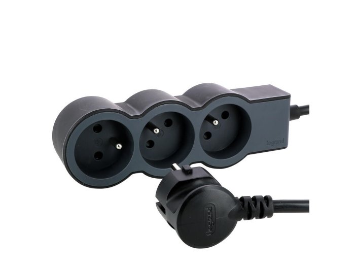 Listwa zasilająca extra płaska 16A 3680W 3x2P+Z z przewodem 1.5 m - Czarno-ciemnoszara