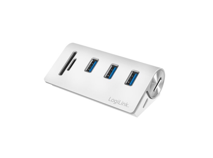 LogiLink CR0045 huby i koncentratory USB 3.2 Gen 1 (3.1 Gen 1) Type-A 5000 Mbit/s Srebrny