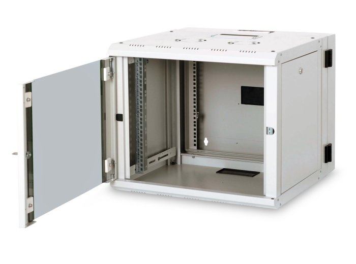 Digitus Szafa sieciowa wisząca Unique 19" 9U rack 600x600, drzwi szyba, szary, dzielona, złożona, 100kg