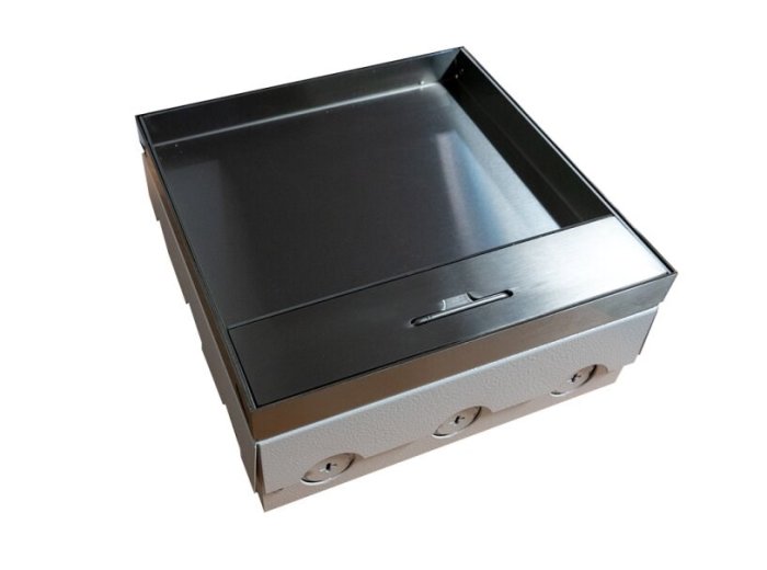 Box podłogowy 12M - puszka podłogowa 12-modułowa do montażu gniazd standardu 22,5x45 mm (45x45 mm), montaż kątowy
