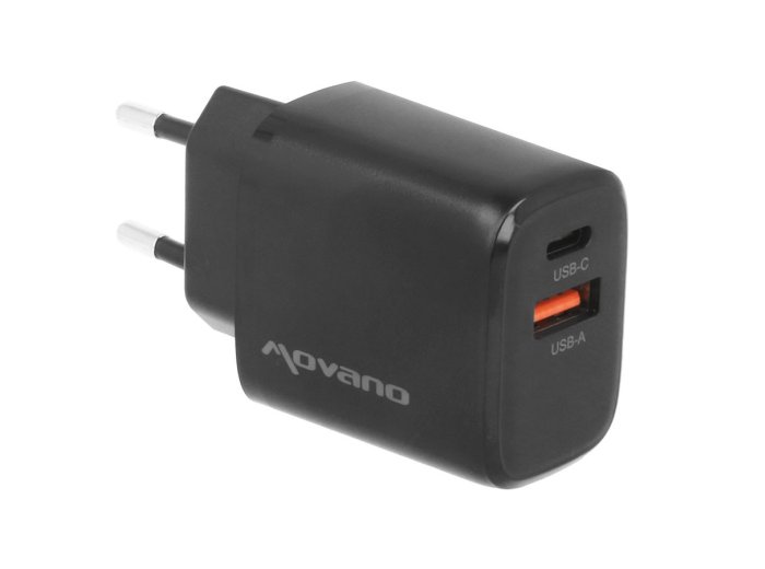 Ładowarka GaN 30W USB-C PD + USB-A (czarna)