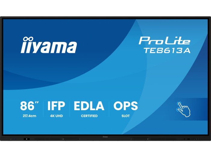 iiyama TE8613A-B2AG signage display Kiosk 2,17 m (85.6") Wi-Fi 500 cd/m2 4K Ultra HD Czarny Ekran dotykowy Procesor wbudowany Android 24/7