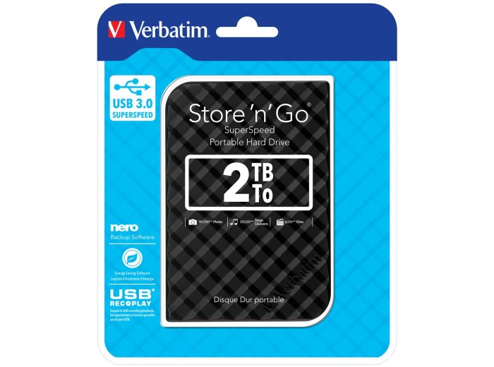 Verbatim Przenośny dysk twardy Store 'n' Go USB 3.0 Portable Hard Drive 2 TB — czarny