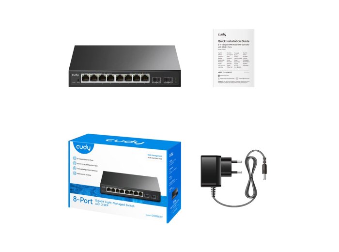 Cudy 8-Port Gigabit Easy-Managed Switch with 2 SFP, GS108ES2 1.0 Zarządzany L2 Gigabit Ethernet (10/100/1000) Czarny