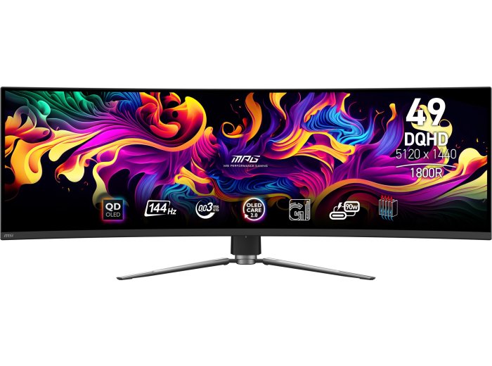 MSI MPG 491CQP QD-OLED monitor komputerowy 124,5 cm (49") 5120 x 1440 px Dual WQHD Czarny