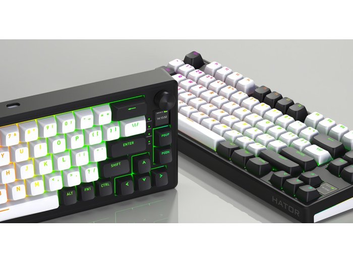 HATOR Skyfall 65 MAG ULTIMA 8K wireless klawiatura Gaming USB + RF Wireless + Bluetooth QWERTY US English Czarny, Biały