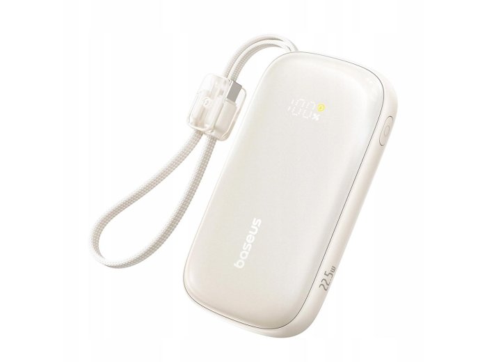 Powerbank Baseus EnerFill FC21 10000 mAh 22,5 W USB-A USB-C tytanowy z odłączanym kablem Lightning