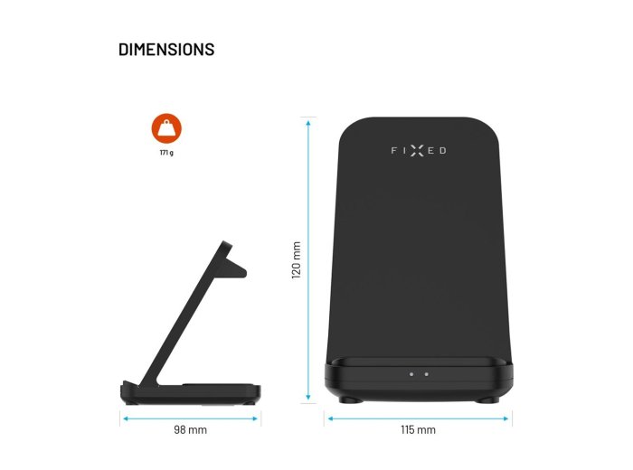 FIXED FIXPOS-GA-BK ładowarka do urządzeń przenośnych Smartwatch, Smartfon, Słuchawki Czarny USB Bezprzewodowe ładowanie Szybkie ładowanie Wewnętrzna