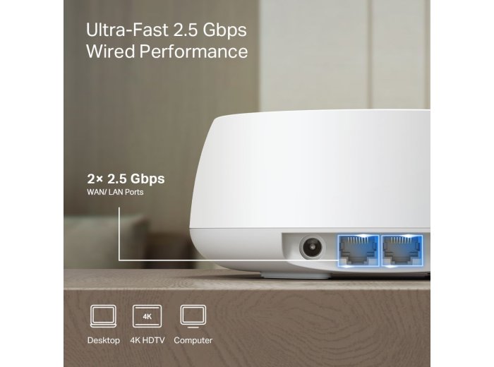 TP-Link DECO BE25(2-PACK) siatkowy system wi-fi Dual-band (2.4 GHz/5 GHz) Wi-Fi 7 (802.11be) Biały Wewnętrzny