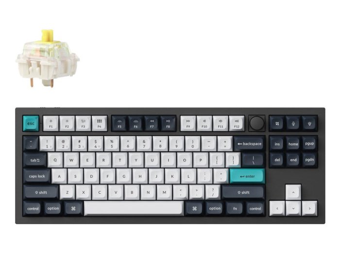 Keychron Q3 Max klawiatura Gaming USB + RF Wireless + Bluetooth QWERTY Czarny, Cyjan, Ciemny Niebieski, Biały