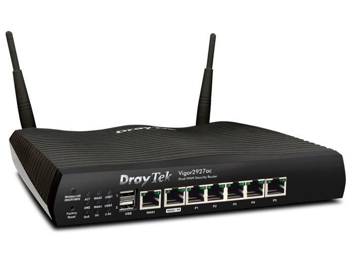 DrayTek Vigor2927ac router bezprzewodowy Gigabit Ethernet Dual-band (2.4 GHz/5 GHz) 4G Czarny