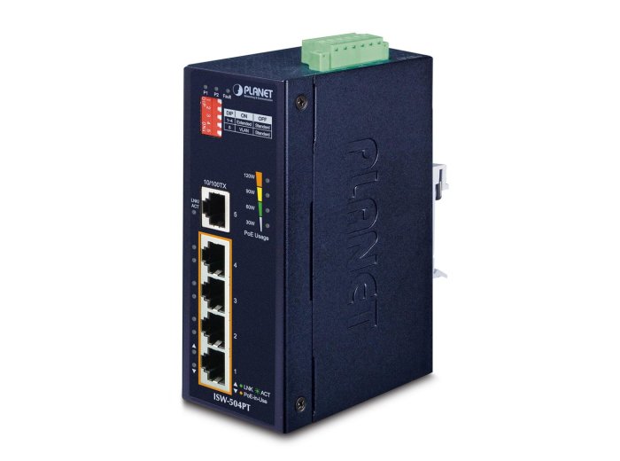 PLANET ISW-504PT łącza sieciowe Nie zarządzany L2 Fast Ethernet (10/100) Obsługa PoE Czarny