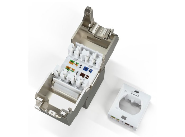 Digitus Kompaktowy moduł keystone CAT 6A, ekranowany, beznarzędziowe złącze montażowe, 12 szt.
