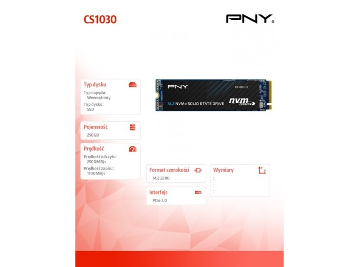 Dysk SSD 250GB M.2 2280 CS1030 M280CS1030-250-RB