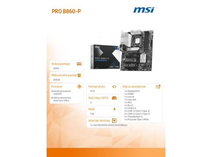 Płyta główna PRO B860-P s1851 4DDR5 ATX