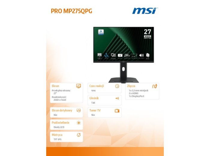 Monitor PRO MP275QPG 27 cali LED/WQHD/Flat/100Hz/Black