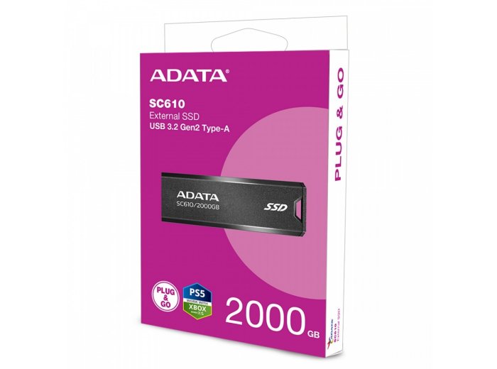 Dysk SSD zewnętrzny SC610 2000 GB USB3.2A Gen2 czarny