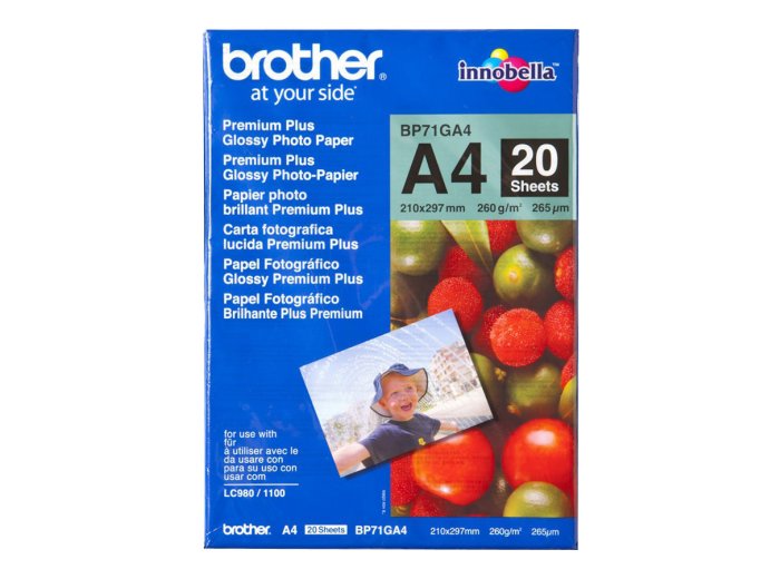 BROTHER BP71GA4 Papier fotograficzny Brother BP71GA4 20ark błyszczący A4