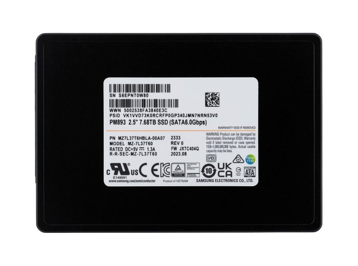 Dysk SSD Samsung PM893 7,68TB 2.5" Serial ATA III V-NAND TLC MZ7L37T6HBLA-00A07