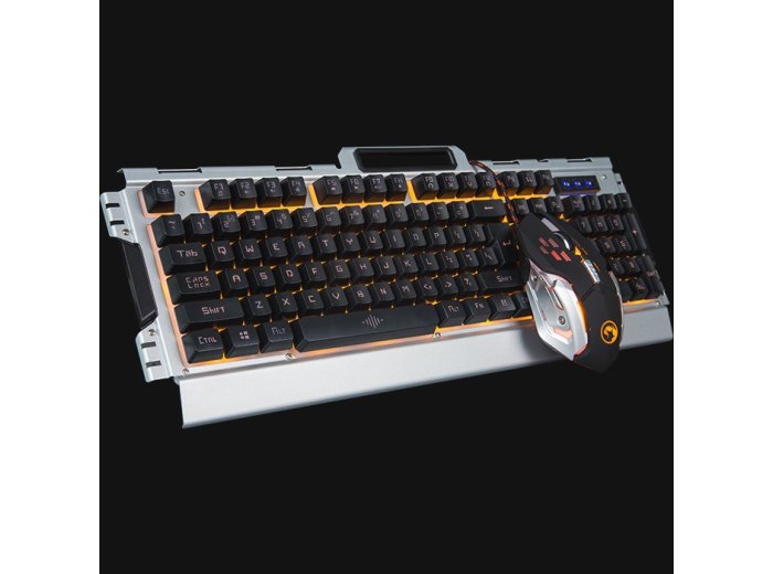 Marvo CM303 klawiatura Dołączona myszka Gaming USB Czarny, Srebrny