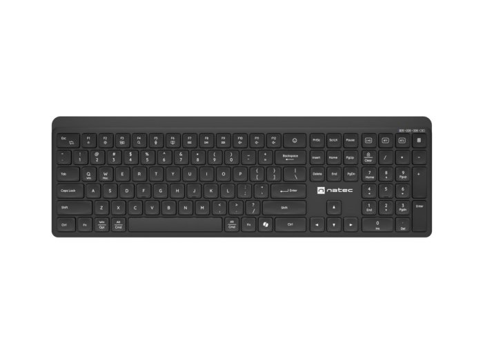 Klawiatura Tang US bezprzewodowa BT + 2.4GHz cicha Slim czarna