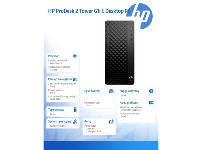 Komputer ProDesk 2 Tower G1i E i5-14400 1TB/16GBW11P B6ZD2ET