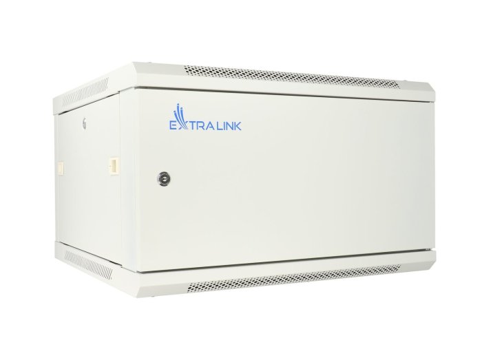 Extralink Szafa rack 6U 600x450 ASP Szara montowana na ścianie, drzwi blaszane pełne