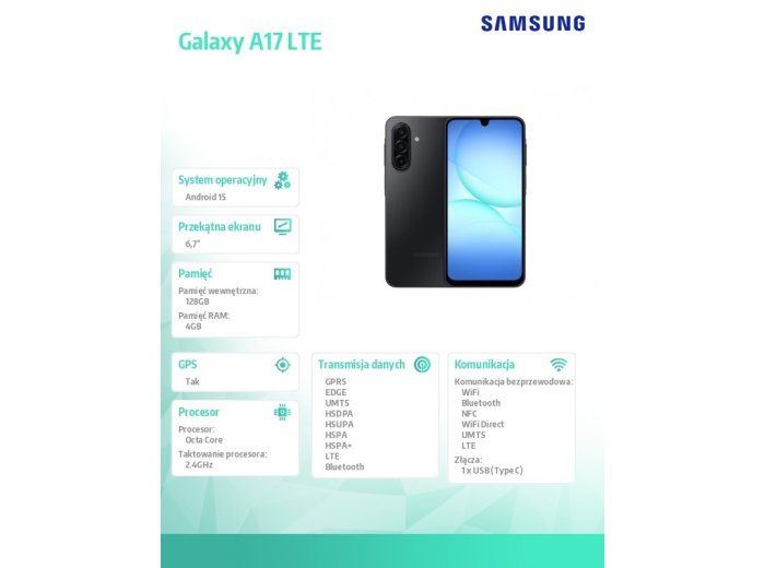 Smartfon Galaxy A17 LTE 4/128GB Retail czarny