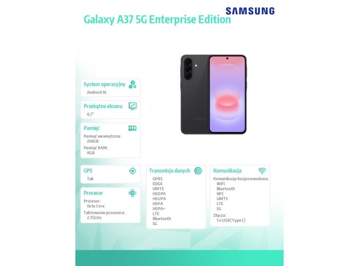 Smartfon Galaxy A37 5G 8/256GB Enterprise Edition czarny