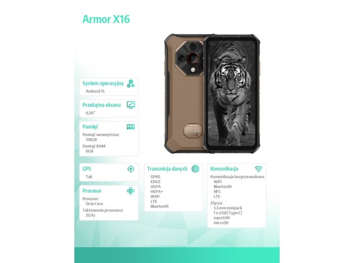 Smartfon Armor X16 4G 6/128GB IP69K brązowy