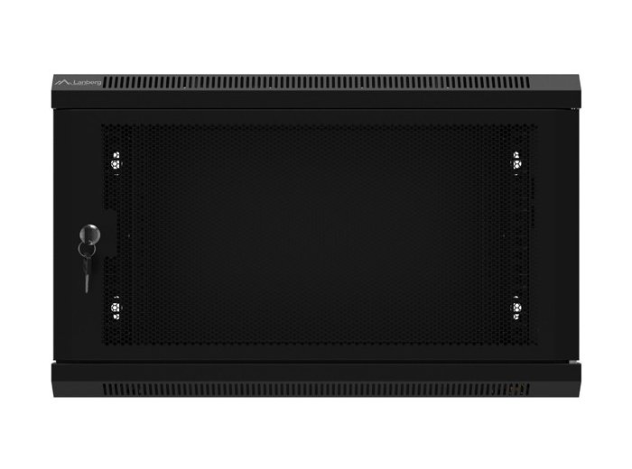 Szafa wisząca 19 cali 6U 600x450 drzwi perforowane (flat pack) czarna